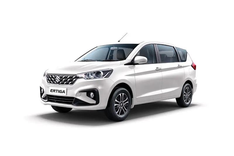 Silver Suzuki Ertiga 7 seater available for rent in Trichy